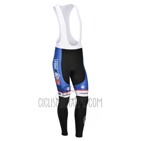 FDJ Cycling Jersey Bib Tight 2013 Long Sleeve Blue